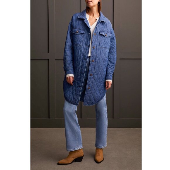 Tribal Jeans Long Button Front Quilted Jacket Barn Coat Fisherman Cottage Gorp S - Picture 7 of 7